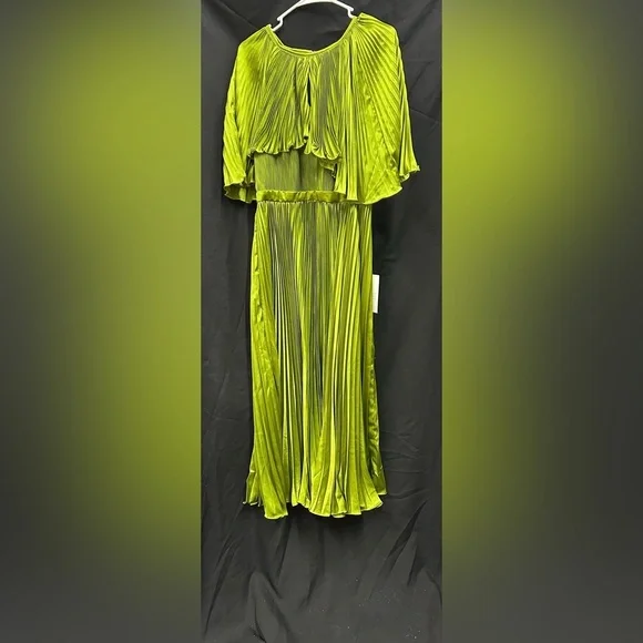 MAC DUGGAL 93648 NWT Green Pleated Caplet Tea-length Dress - Picture 4 of 6